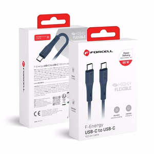 Kaapeli USB C - USB C Forcell F-Energy QC4.0 PD 3A 60W silikoni 1 m C344 tummansininen