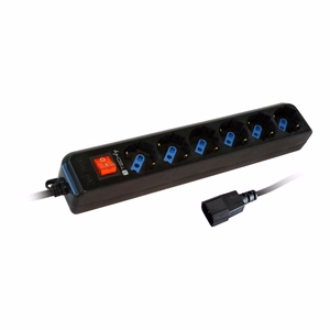 Techly IUPS-PCP-6V – 6-pistorasiainen jatkojohto VDE-pistokkeella, musta
