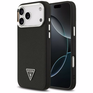 Guess Grained Triangle Logo MagSafe -suojakuori iPhone 17 Pro Max - musta