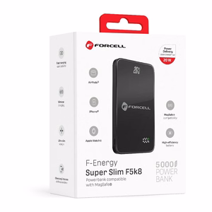 Varavirtalähde MagSafella Forcell F-Energy SuperSlim F5K8 QC4.0 PD3.0 15W 5000 mAh musta