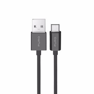 Puro 12W TPE USB-A - microUSB 2m kaapeli - Musta