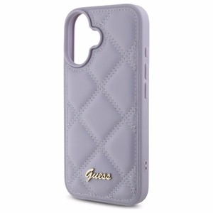 Guess Quilted Metal Logo Suojakuori iPhone 16:lle - vaalea violetti