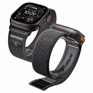 Spigen Athlex Air 2 ranneke Apple Watch 44/45/46/49mm - musta ja harmaa