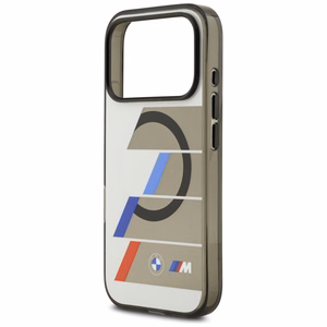 BMW M IML Metal Buttons Tricolor Lines MagSafe Suojakuori iPhone 17 Pro Max -puhelimelle - harmaa