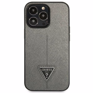 Guess Saffiano Triangle Logo suojakuori iPhone 13 Pro / 13 6.1":lle - hopeinen