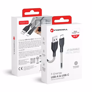 Cable USB A to USB C Forcell F-Energy QC4.0 5A 60W Carbon 1 m CB-02A black