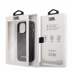 Karl Lagerfeld Monogrammi plaketti kotelo iPhone 13 Pro Max - musta