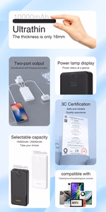 Dudao K10 10000mAh 2.4A varavirtalähde, 2 × USB-A-liitäntää – valkoinen