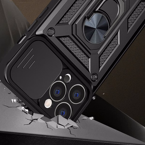 Hybrid Armor Camshield suojakuori Vivo Y16 / Vivo Y02s:lle panssaroitu kuori kameransuojalla musta