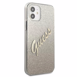 Guess GUHCP12SPCUGLSGO iPhone 12 mini 5.4" kultainen/kultainen kovakotelo Glitter Gradientti Script