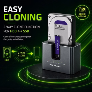 Qoltec 52631 HDD SSD doscking station | SATA | M.2 NVMe | cloning | USB-C | 10Gb/s | 28TB
