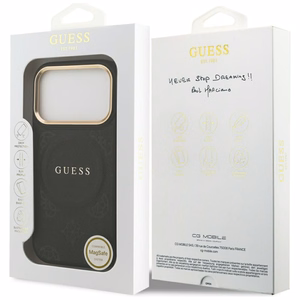 GUESS Suojakuori IPHONE 17 Pro MagSafe GUHMP17LPSAMSECK (PU W/ Peony Hot Stamp) musta