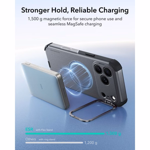 ESR Cyber Tough Kickstand MagSafe suojakuori malleille iPhone 18 Pro / 17 Pro, harmaa