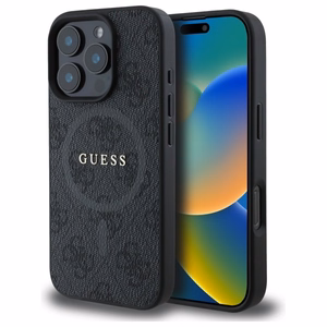 GUESS PU 4G Ring Classic Logo MagSafe Suojakuori GUHMP16XG4GFRK iPhone 16 Pro Max:lle - Musta