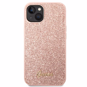 Guess iPhone 14 Plus 6,7" vaaleanpunainen kovakuori Glitter Script