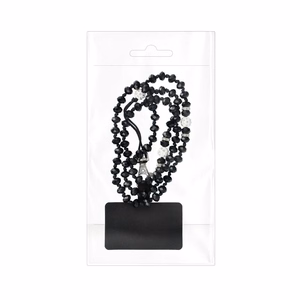 CRYSTAL DIAMOND Puhelimen nauha / narun pituus 74 cm (37 cm silmukassa) / kaulaan - musta