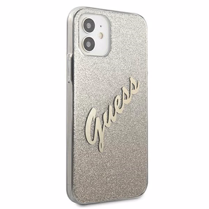 Guess GUHCP12SPCUGLSGO iPhone 12 mini 5.4" kultainen/kultainen kovakotelo Glitter Gradientti Script