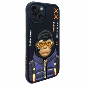 Nimmy Cool&Cute 2.0 Monkey Suojakuori iPhone 15:lle - musta