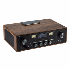 AKAI AM-100 RHAPSODY -stereojärjestelmä, 30W RMS, Bluetooth 5.0, DAB+/FM, CD/USB, AUX, ruskea/musta