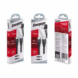 Energizer Classic C611CGBK USB-C–USB-C-lataus- ja datakaapeli, 1,2 m, musta