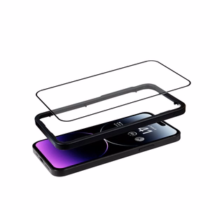 Crong Anti-Bacterial 3D Armor Glass 9H koko näytön peittävä karkaistu suojalasi iPhone 14 Pro Max -laitteelle, asennuskehyksellä