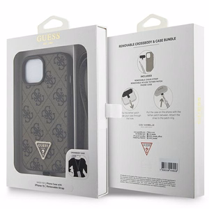 Guess case for iPhone 15 Plus 6,7" GUHCP15MP4TDSCPW brown hardcase Crossbody 4G Metal Logo