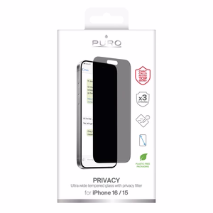 Puro Privacy Tempered Glass for iPhone 16 / iPhone 15