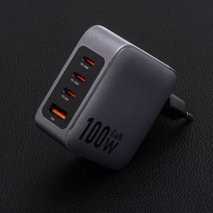 Puhelinlaturi Forcell F-Energy GaN 3 x USB C + USB A QC4.0 PD 5A 100W VT-46 harmaa