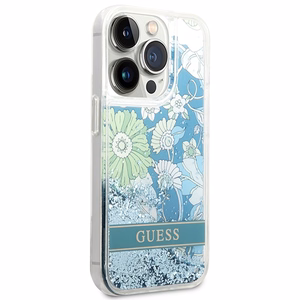 Guess GUHCP14LLFLSN iPhone 14 Pro 6.1" vihreä/vihreä kovakotelo Kukka Nestemäinen Glitteri