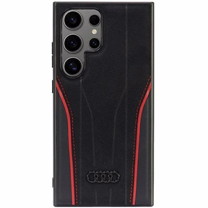 Audi Aito Nahka MagSafe S24 Ultra S928 Musta-Punainen Kova Suojakuori AU-TPUPCS24U-R8/D3-RD