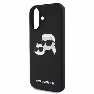 Karl Lagerfeld Silicone Nauble Heads Print MagSafe Case for iPhone 16 - Black