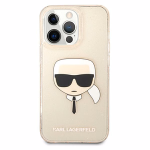 Karl Lagerfeld Glitter Karl's Head kotelo iPhone 13 Pro / iPhone 13 - kultainen