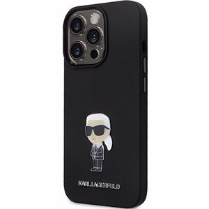 Karl Lagerfeld KLHCP14LSMHKNPK Suojakuori iPhone 14 Pro:lle - musta Silikoninen Ikonik Metal Pin