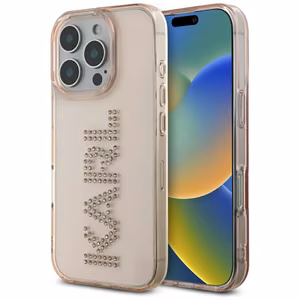 Karl Lagerfeld IML Rhinestones Logo iPhone 16 Pro Max Suojakuori - Vaaleanpunainen