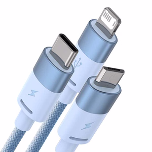 Baseus StarSpeed 3in1 USB kaapeli USB-C Micro Lightning 3.5A 1.2m (sininen)