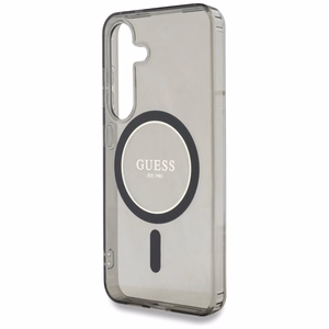 GUESS HC Magneettinen IML Glitter Circle Suojakuori Samsung Galaxy S25 Musta