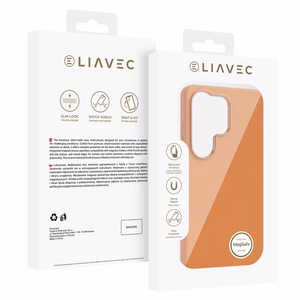 Liavec Silky suojakuori metallisella kamerakehyksellä Samsung Galaxy S26 Ultra -puhelimelle oranssi