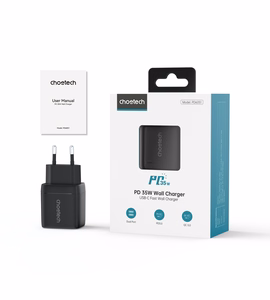 Charger CHOETECH GaN 2xUSB Type-C: 35W, PD