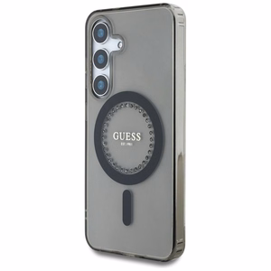 GUESS Suojakuori Samsung S25:lle GUHMS25SPFTDTEK (Magneettinen IML Rhinestones) Musta