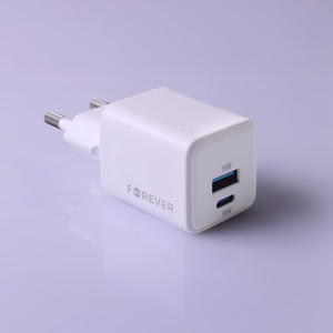 Forever TC-08-30AC GaN PD QC charger 1x USB-C 1x USB 30W white