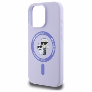 Karl Lagerfeld Silikoninen Karl&Choupette Heads Ring MagSafe Suojakuori iPhone 16 Pro:lle - Violetti