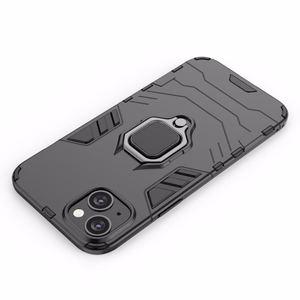 Ring Armor tapauksessa iPhone 14 panssaroitu kansi magneettinen haltija rengas musta