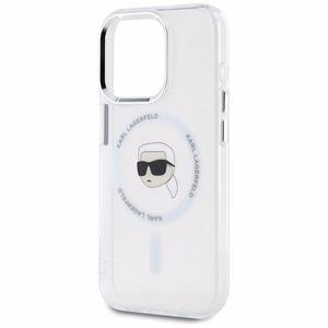 Karl Lagerfeld IML Metal Karl Head MagSafe suojakuori iPhone 15 Pro Max:lle - valkoinen