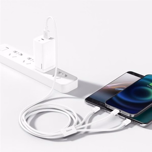 Kaapeli Baseus Superior USB - microUSB+Lightning+Type-C 3.5A 1,5m valkoinen CAMLTYS-02