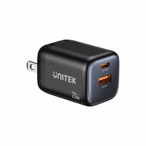 UNITEK 2x GAN 20 W verkkolaturi, musta