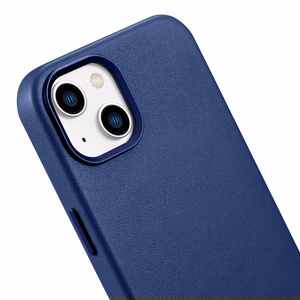 iCarer Case Nahkakotelo iPhone 14:lle luonnonnahasta valmistettu sininen (WMI14220705-BU) (MagSafe-yhteensopiva)