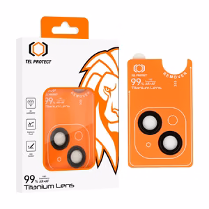 Karkaistu lasi Tel Protect Titanium Lens 99% AR kameralle iPhone 14/14 Plus/16E/17E:lle musta (linssi 2 kpl)
