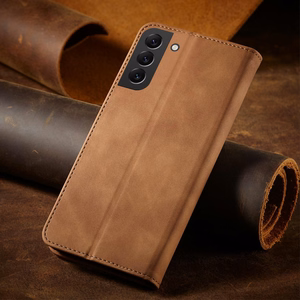 Magnet Fancy Suojakuori Samsung Galaxy S23+:lle lompakkokotelo jalustalla ruskea