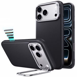 ESR Leather -suojakuori laitteelle iPhone 18 Pro / 17 Pro, tuella, MagSafe-yhteensopiva – musta