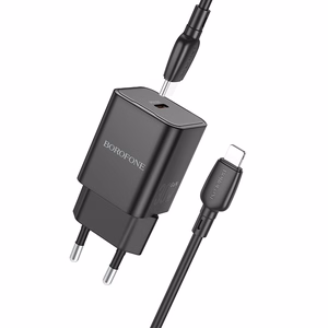 Borofone Wall charger BN13 Safety GaN - Type C - PD 30W with Type C to Lightning cable black